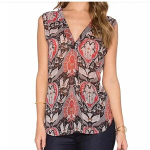 Bishop + Young Semi-sheer V-neck Top Size L